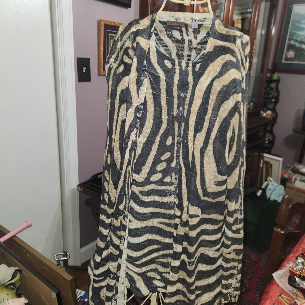 Cullen Knit 2-Piece Twin Set L Zebra  Print Tank + Cardigan